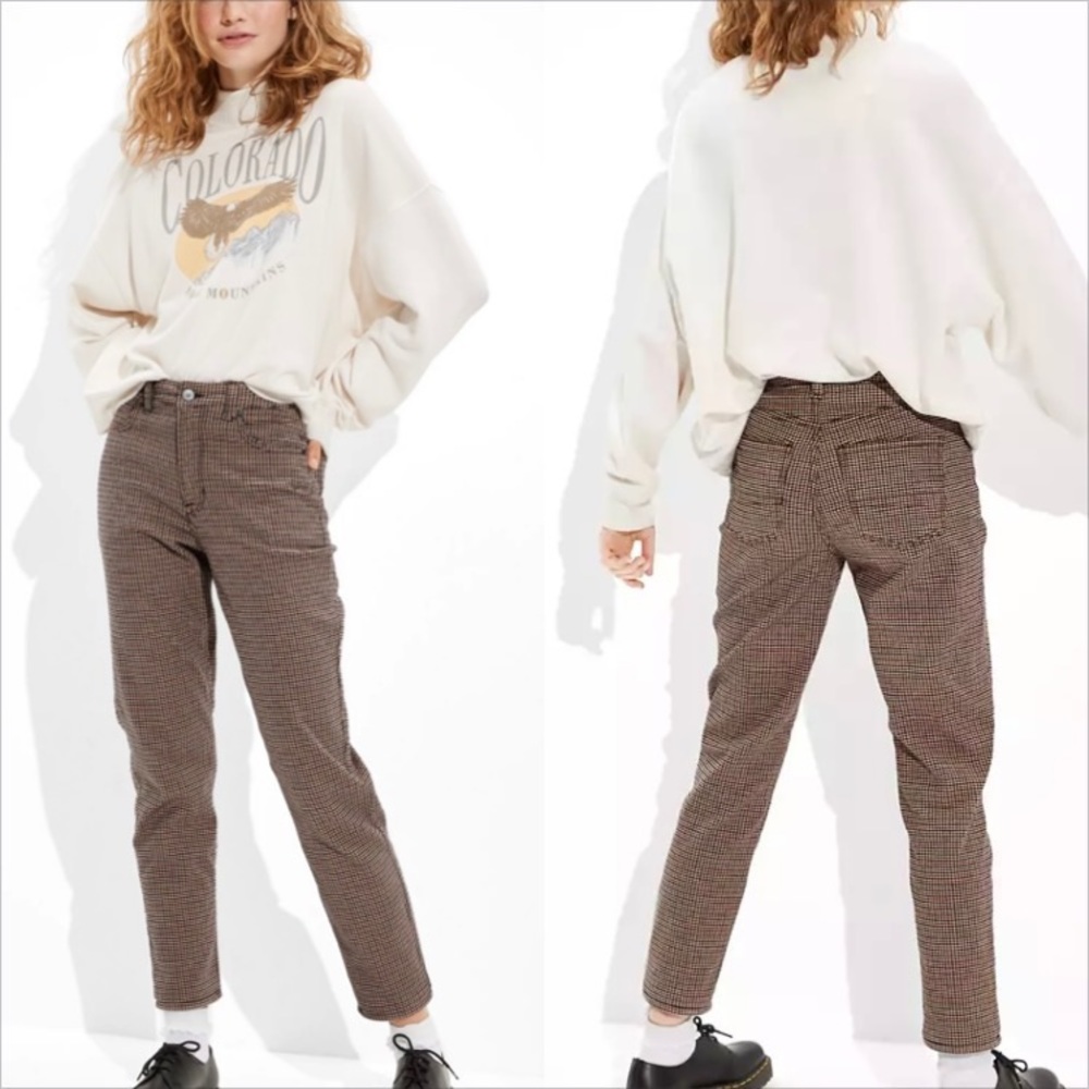 NWT AE Plaid Mom Pant
